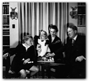 Family Portrait: from left, Bill Hobby, Jessica Hobby, Oveta Culp Hobby, William P. Hobby, c. 1941. Courtesy of the Hobby family. 